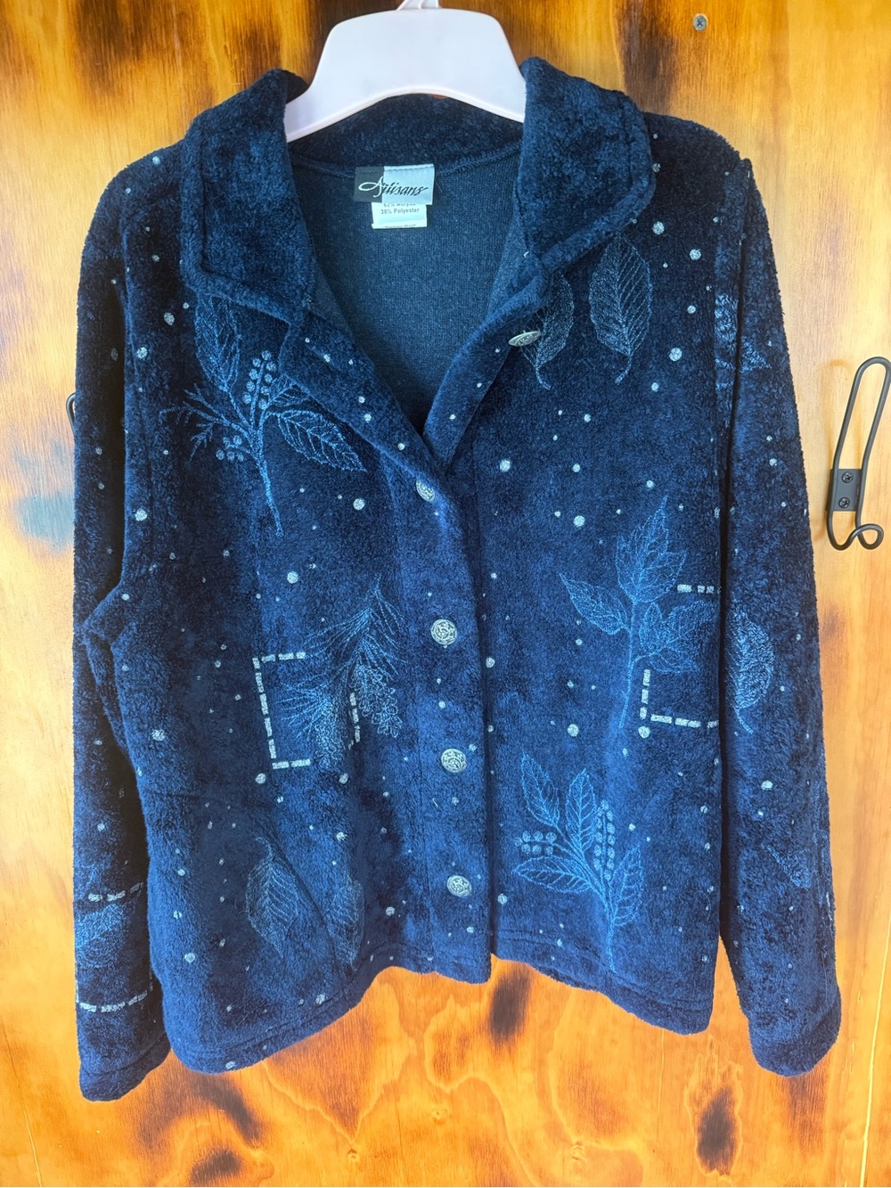 Artisans Navy Blue Fleece Button-Front Women's Jacket